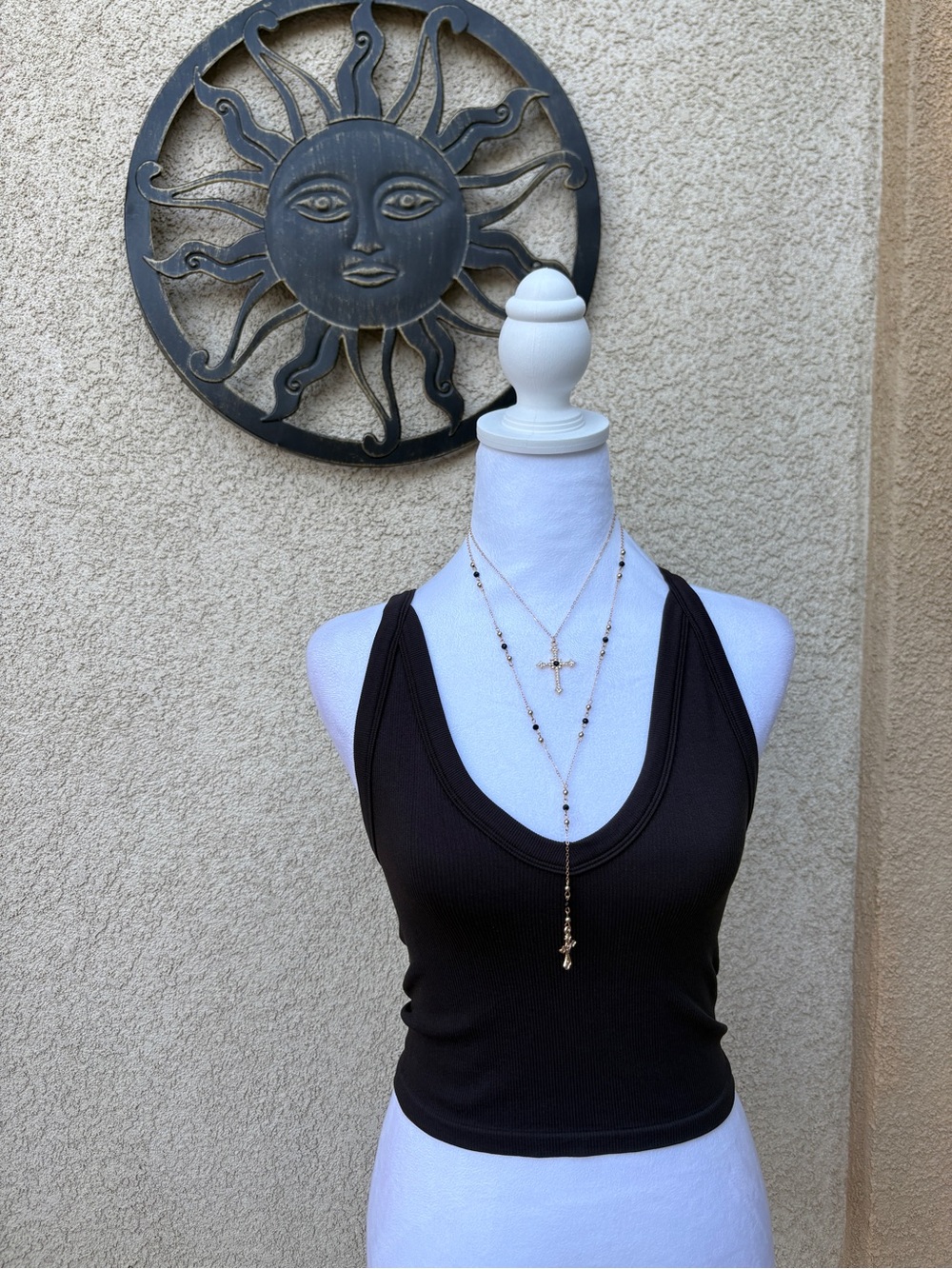 ANWND Espresso Brown Ribbed Tank Top Basic Everyday Casual